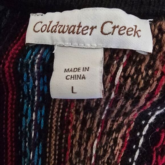 COLDWATER GREEK Women’s Colorful Striped V neck Sweater Top Size Large - Picture 9 of 9